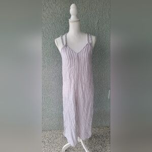 Rachel Ashwell Maxi Dress Boho Striped Braided Stripes Linen Blend